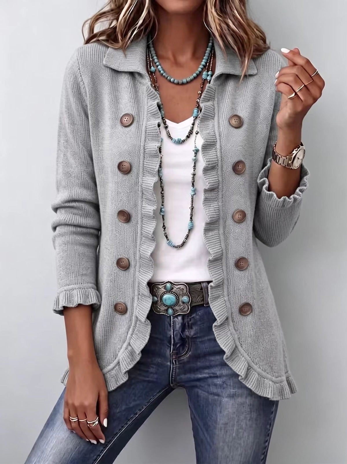 Eloísa Grey Knit Cardigan