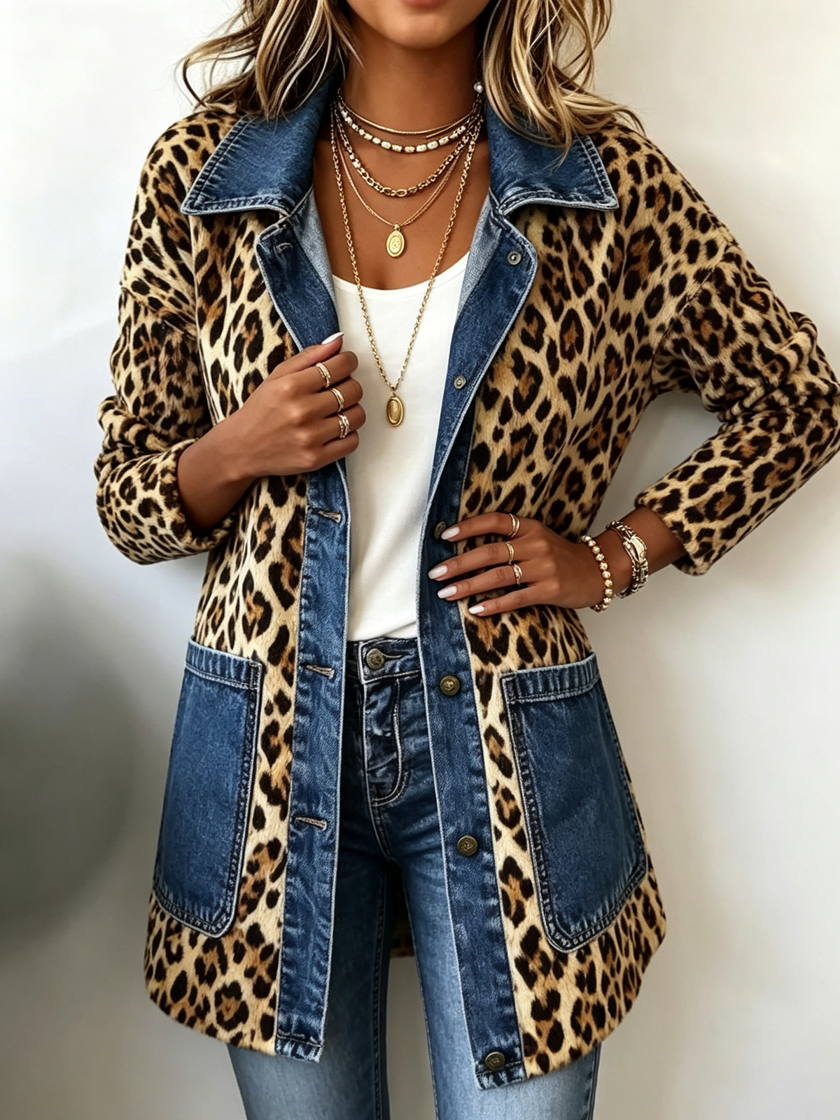 Lorena Leopard Denim Jacket