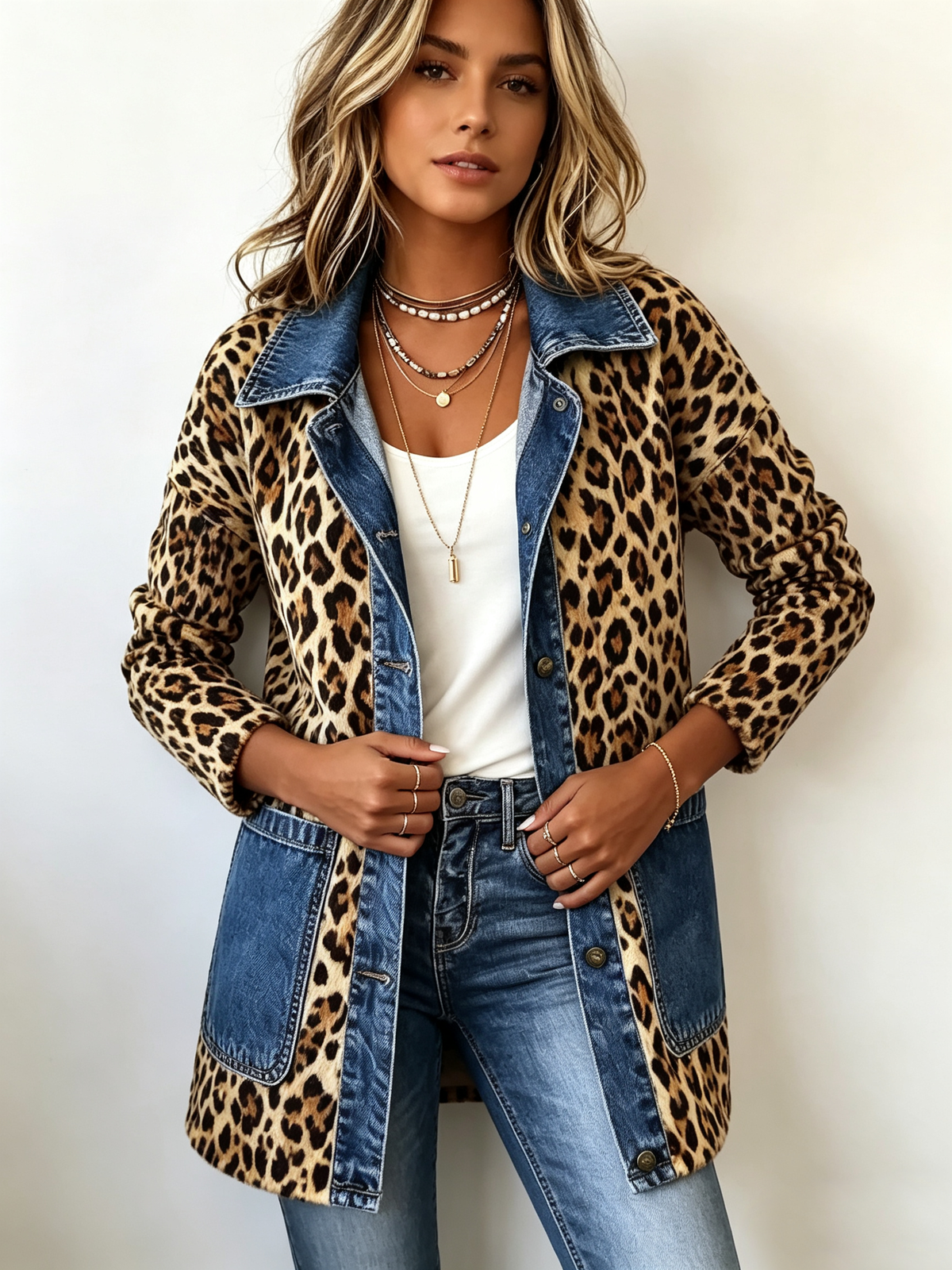Lorena Leopard Denim Jacket