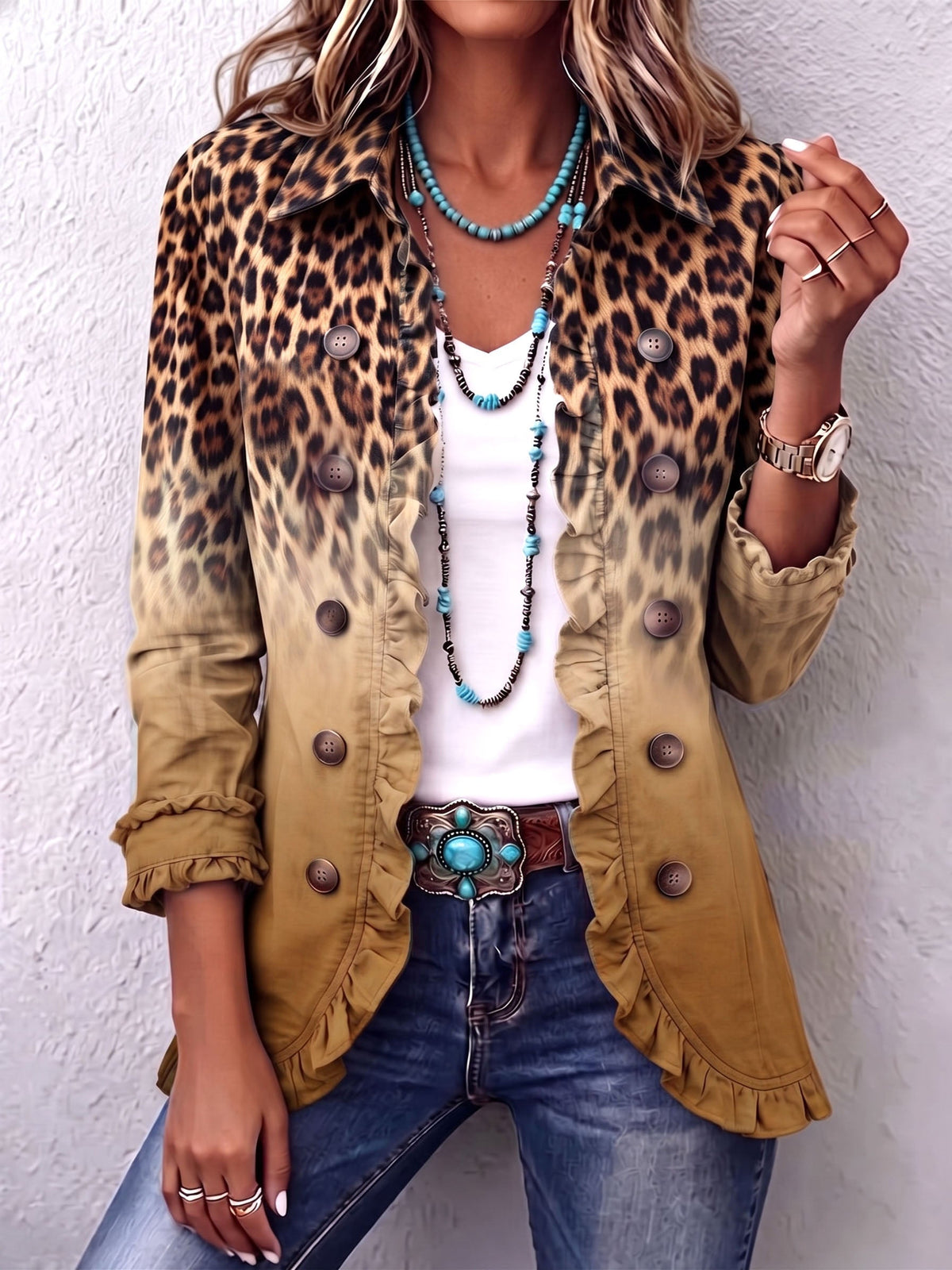 Reyes Ochre Leopard Blazer