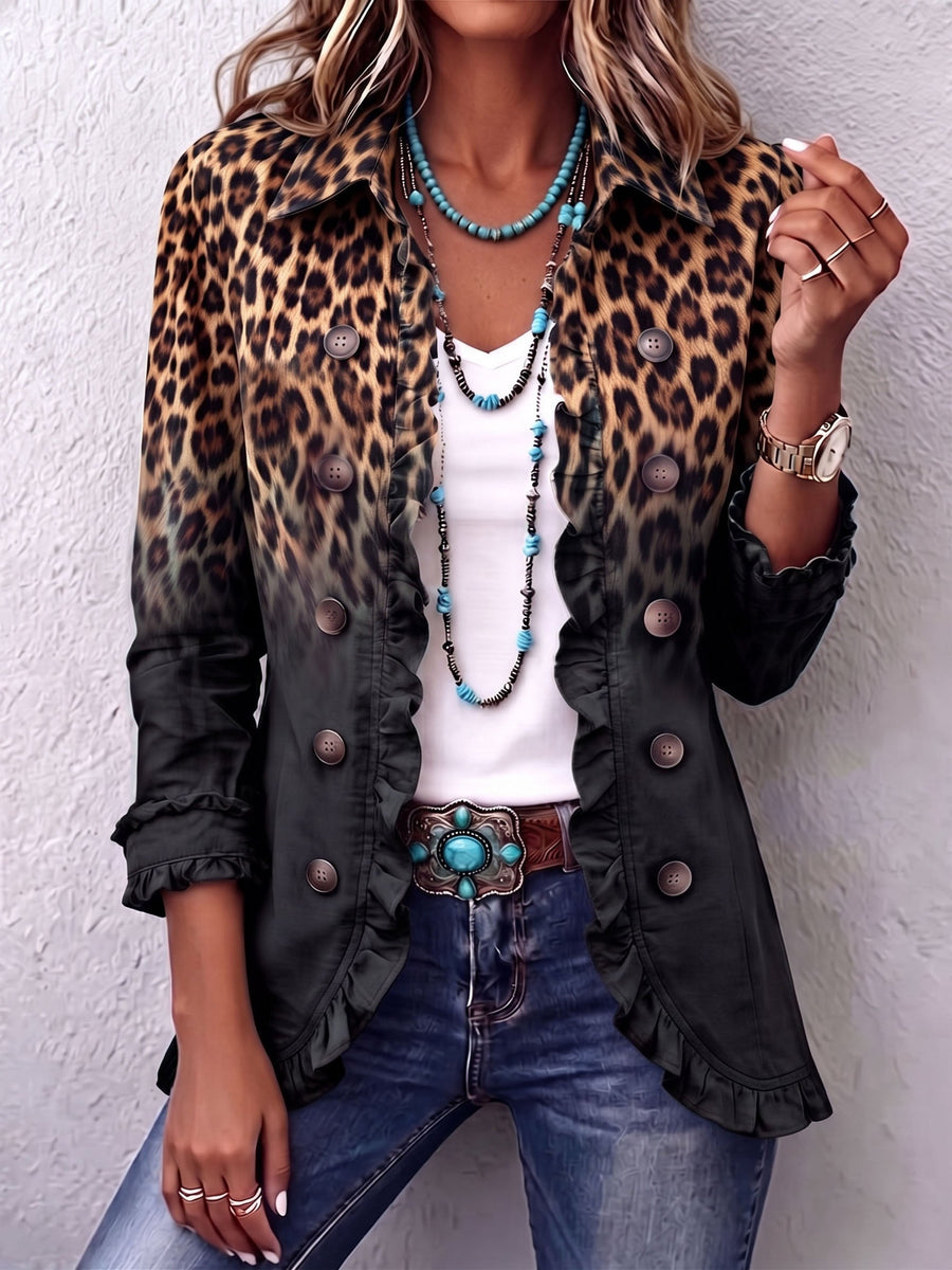 Sabina Black Leopard Blazer