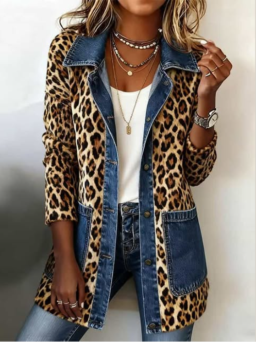 Lorena Leopard Denim Jacket